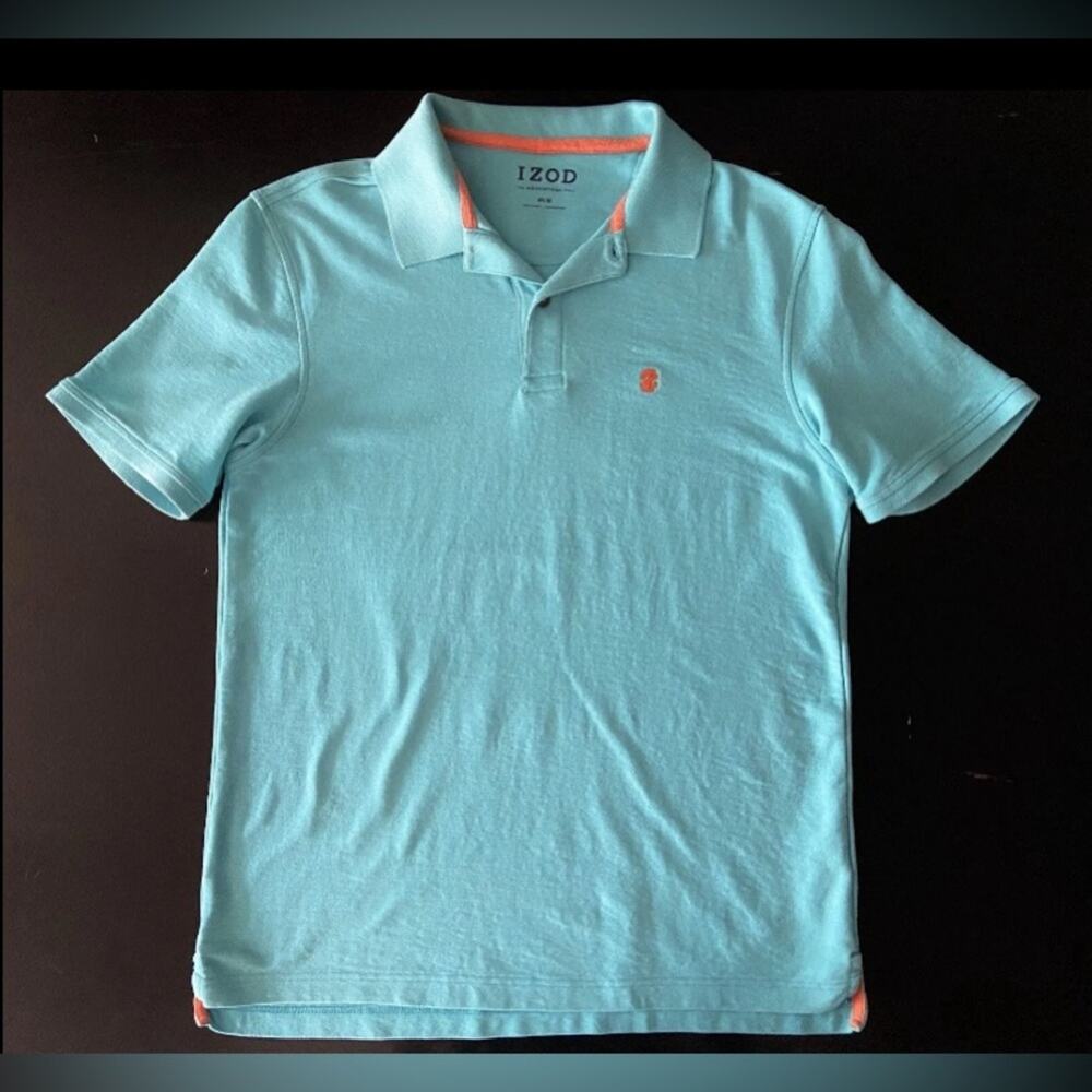 IZOD Advantage Performance Polo Light Blue/Orange Mens sz M